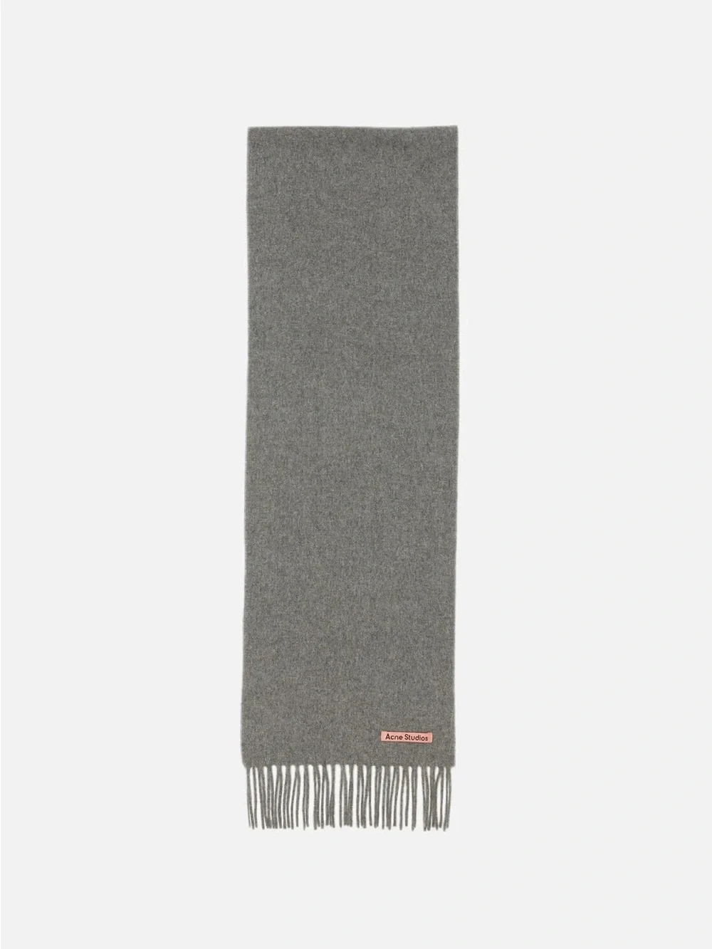 Acne Grey Fringe Wool Skinny Scarf